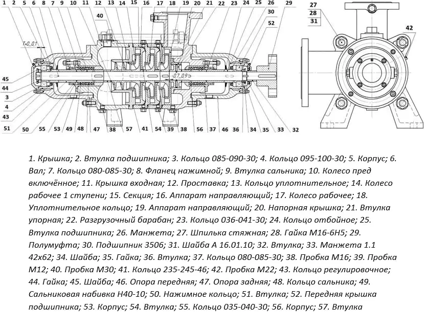 Сборочный чертеж конденсатного насоса Кс 32-150 из паспорта